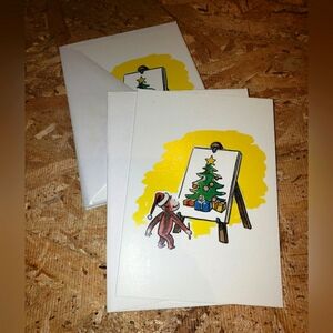 VINTAGE Lot of 13 COURIOUS GEORGE Monkey Christmas Cards